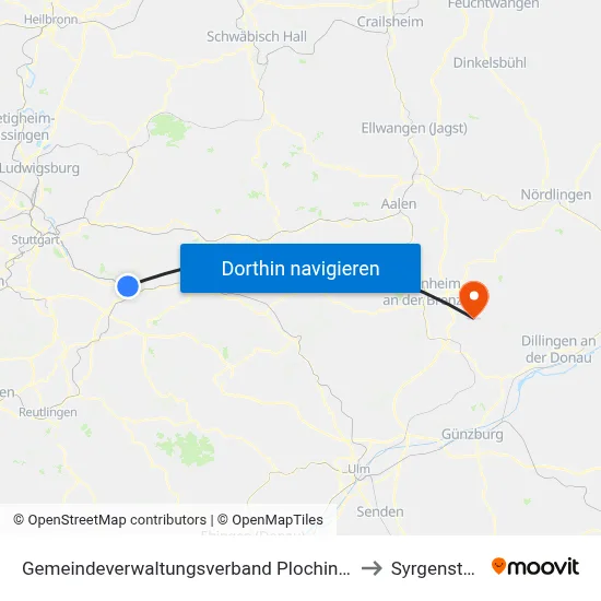 Gemeindeverwaltungsverband Plochingen to Syrgenstein map