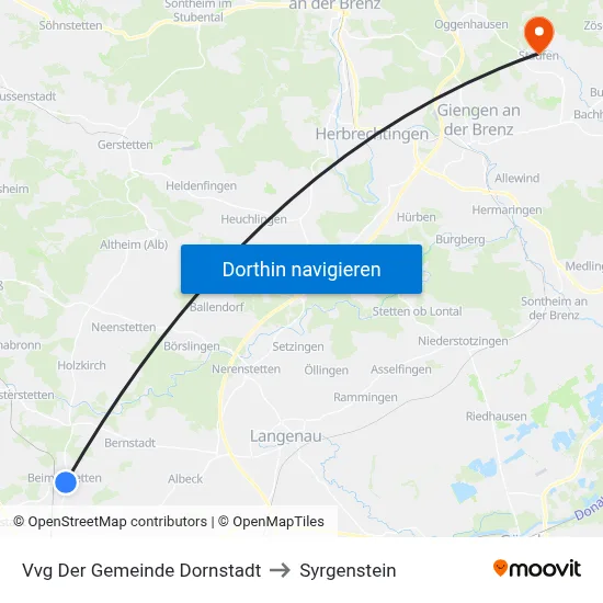 Vvg Der Gemeinde Dornstadt to Syrgenstein map