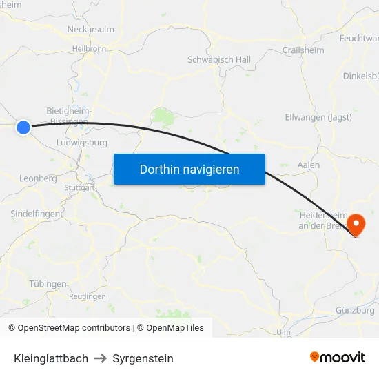 Kleinglattbach to Syrgenstein map