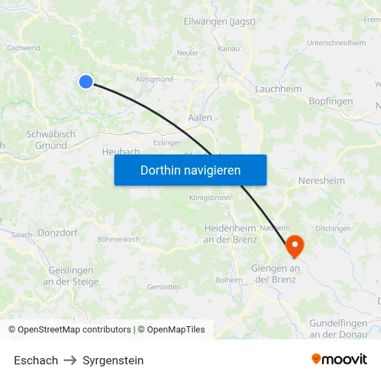 Eschach to Syrgenstein map