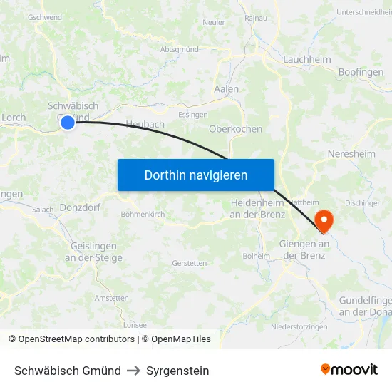 Schwäbisch Gmünd to Syrgenstein map