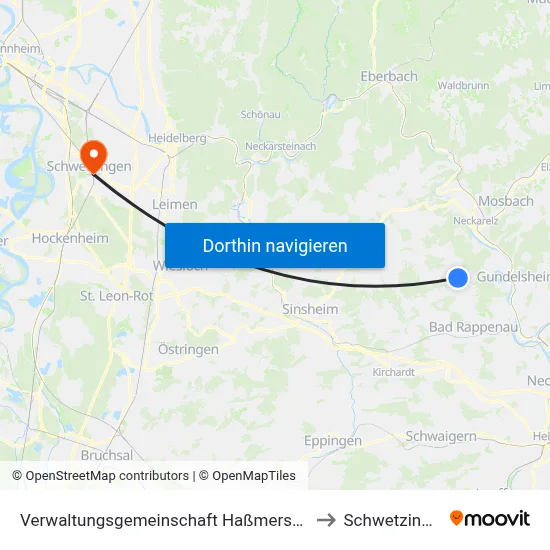 Verwaltungsgemeinschaft Haßmersheim to Schwetzingen map