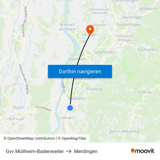 Gvv Müllheim-Badenweiler to Merdingen map