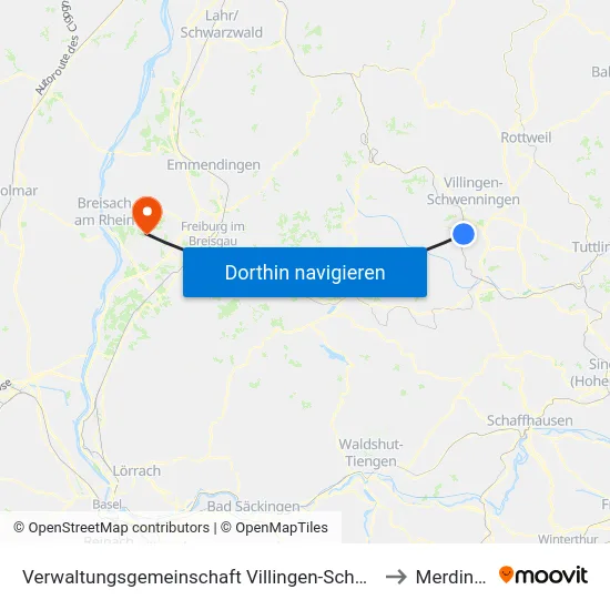 Verwaltungsgemeinschaft Villingen-Schwenningen to Merdingen map