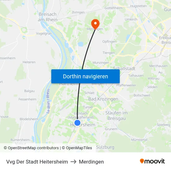 Vvg Der Stadt Heitersheim to Merdingen map