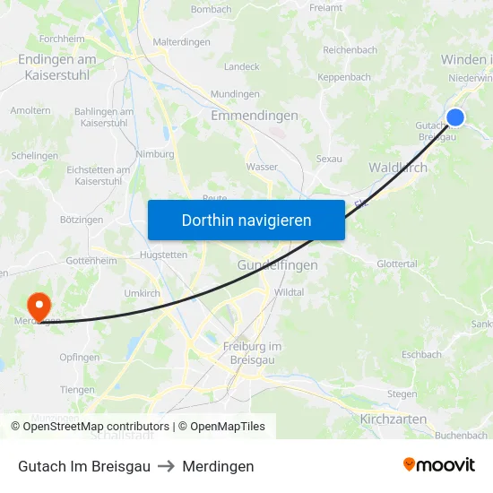 Gutach Im Breisgau to Merdingen map