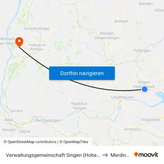 Verwaltungsgemeinschaft Singen (Hohentwiel) to Merdingen map