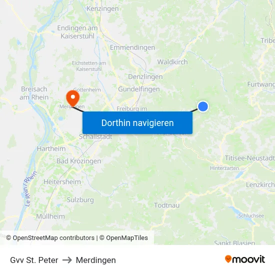 Gvv St. Peter to Merdingen map