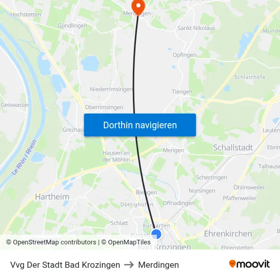 Vvg Der Stadt Bad Krozingen to Merdingen map
