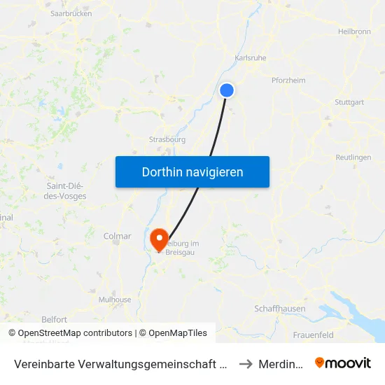 Vereinbarte Verwaltungsgemeinschaft Rastatt to Merdingen map