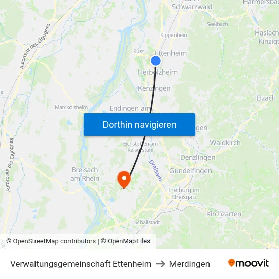 Verwaltungsgemeinschaft Ettenheim to Merdingen map