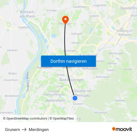 Grunern to Merdingen map