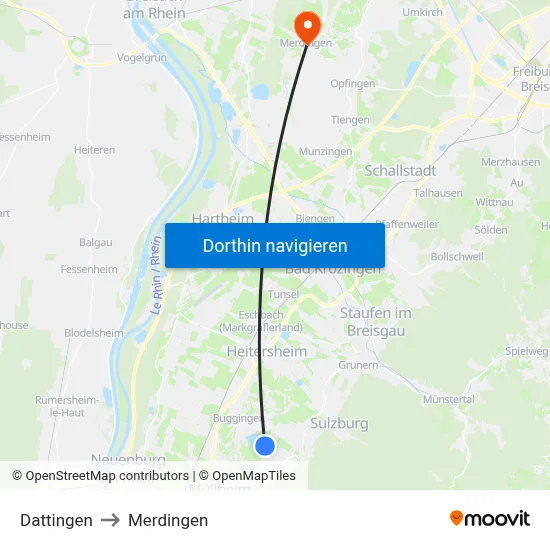 Dattingen to Merdingen map