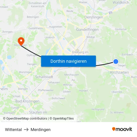 Wittental to Merdingen map