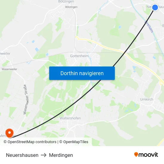 Neuershausen to Merdingen map