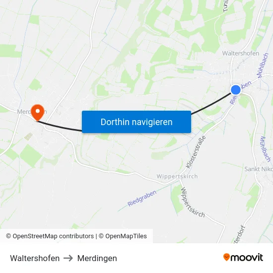 Waltershofen to Merdingen map