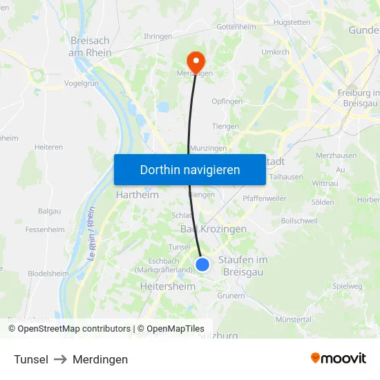 Tunsel to Merdingen map