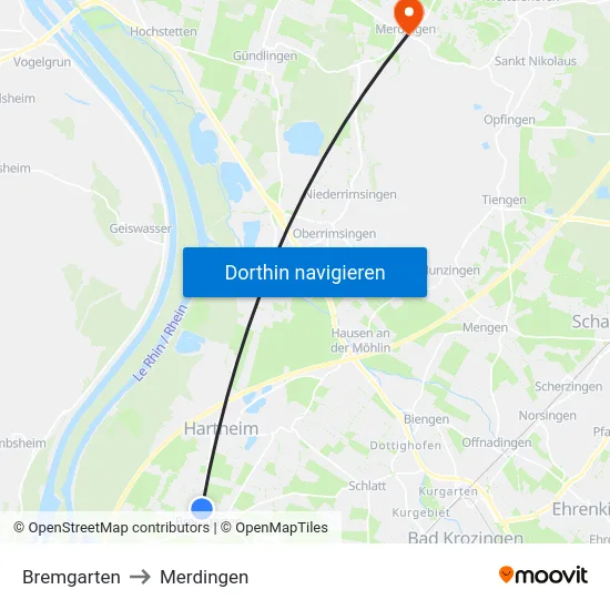 Bremgarten to Merdingen map