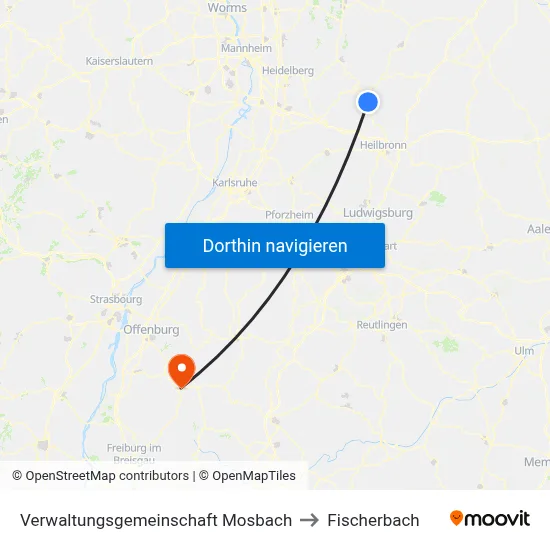 Verwaltungsgemeinschaft Mosbach to Fischerbach map