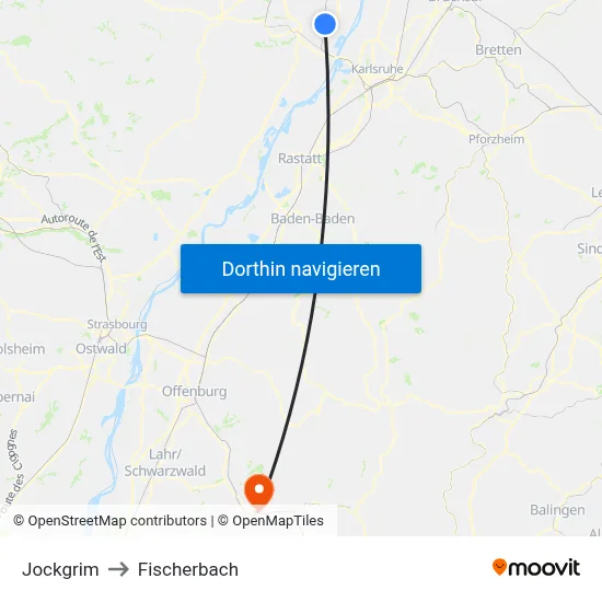 Jockgrim to Fischerbach map