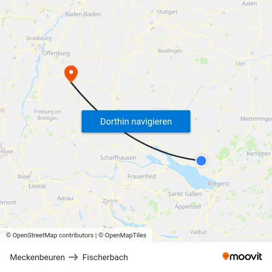 Meckenbeuren to Fischerbach map