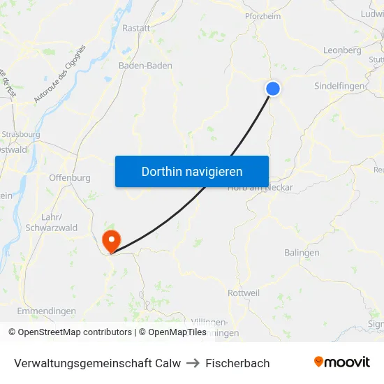 Verwaltungsgemeinschaft Calw to Fischerbach map