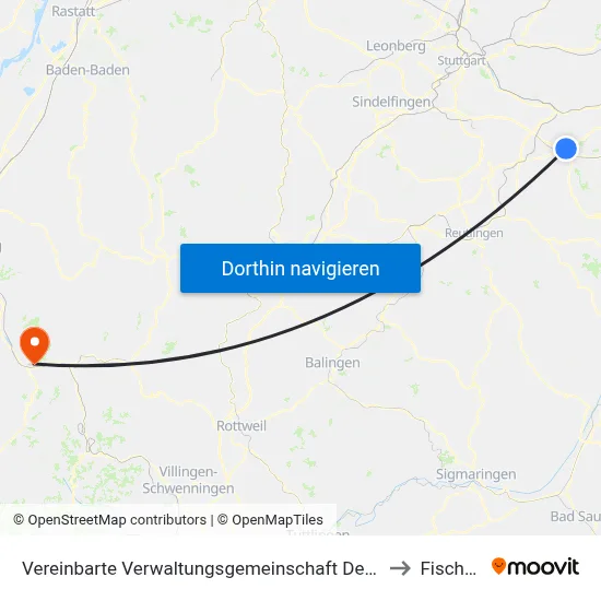 Vereinbarte Verwaltungsgemeinschaft Der Stadt Kirchheim Unter Teck to Fischerbach map