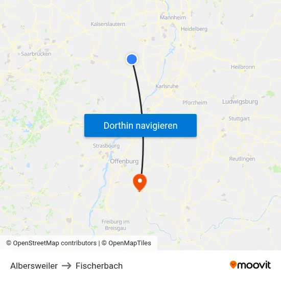Albersweiler to Fischerbach map