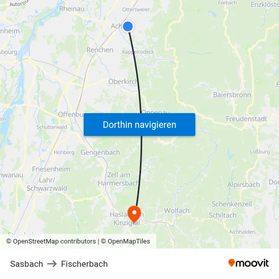 Sasbach to Fischerbach map