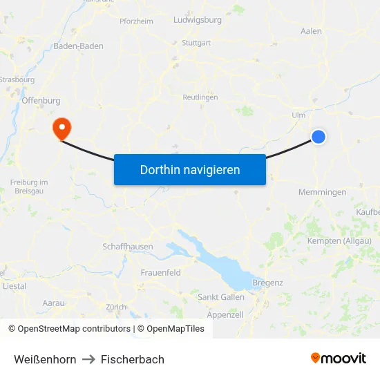 Weißenhorn to Fischerbach map
