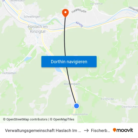 Verwaltungsgemeinschaft Haslach Im Kinzigtal to Fischerbach map