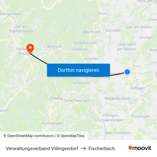 Verwaltungsverband Villingendorf to Fischerbach map