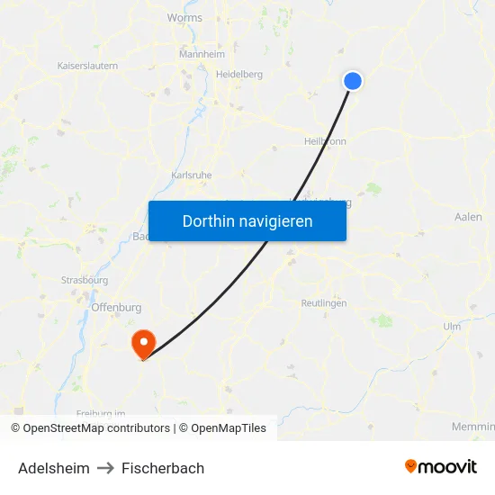 Adelsheim to Fischerbach map