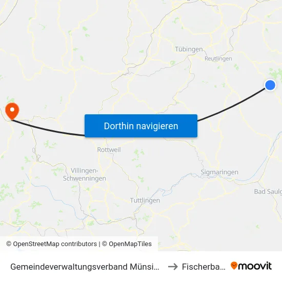 Gemeindeverwaltungsverband Münsingen to Fischerbach map