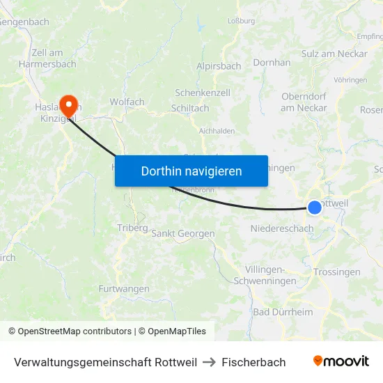 Verwaltungsgemeinschaft Rottweil to Fischerbach map