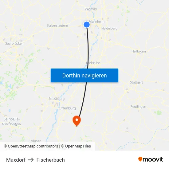 Maxdorf to Fischerbach map
