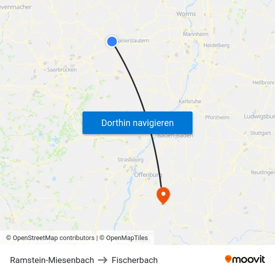 Ramstein-Miesenbach to Fischerbach map