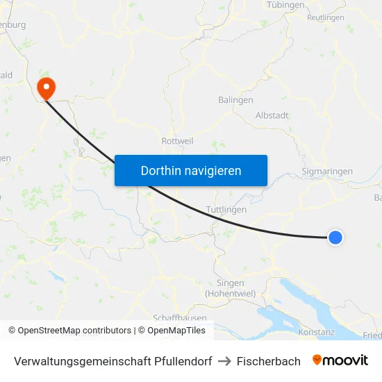 Verwaltungsgemeinschaft Pfullendorf to Fischerbach map