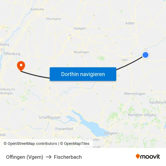 Offingen (Vgem) to Fischerbach map