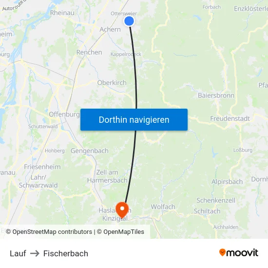 Lauf to Fischerbach map