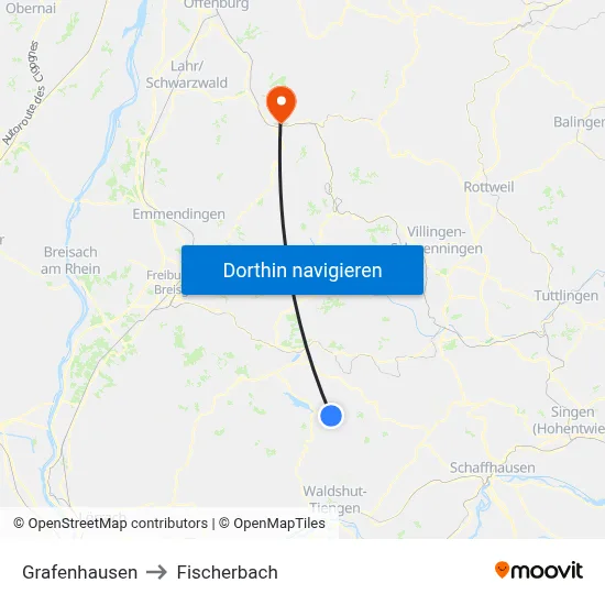 Grafenhausen to Fischerbach map