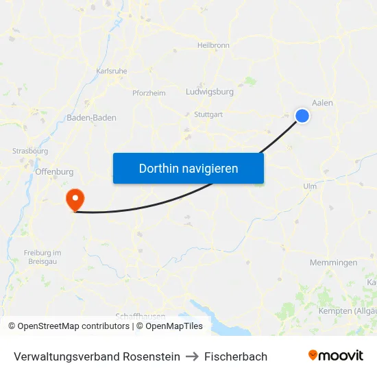 Verwaltungsverband Rosenstein to Fischerbach map