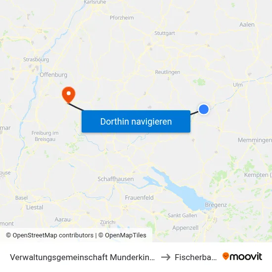 Verwaltungsgemeinschaft Munderkingen to Fischerbach map