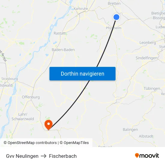 Gvv Neulingen to Fischerbach map