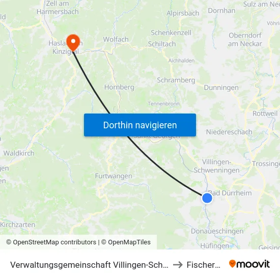 Verwaltungsgemeinschaft Villingen-Schwenningen to Fischerbach map