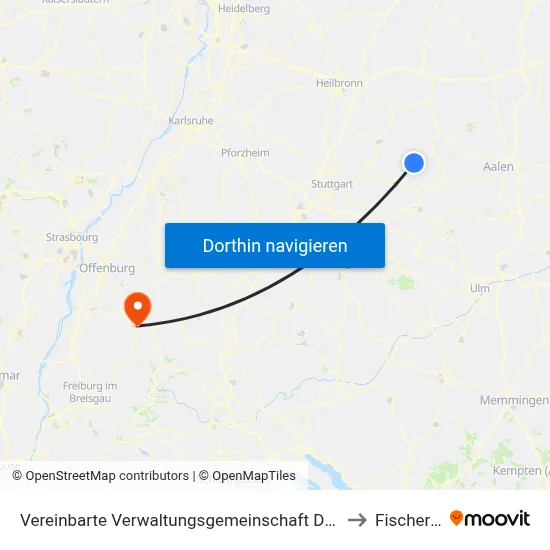 Vereinbarte Verwaltungsgemeinschaft Der Stadt Welzheim to Fischerbach map