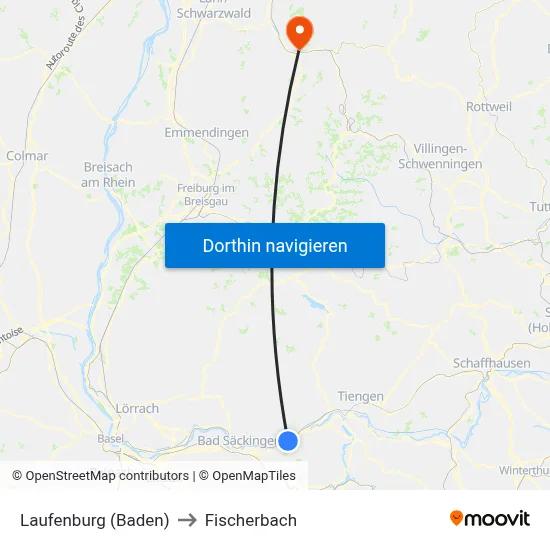 Laufenburg (Baden) to Fischerbach map