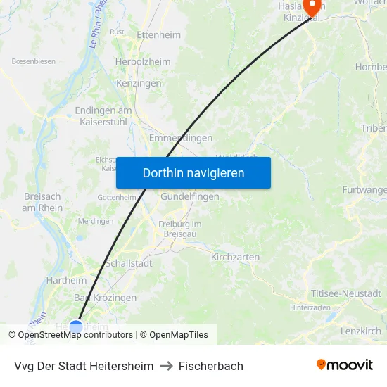Vvg Der Stadt Heitersheim to Fischerbach map