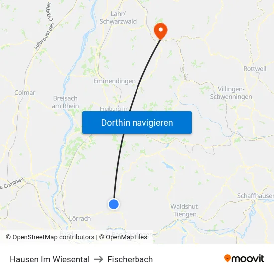 Hausen Im Wiesental to Fischerbach map