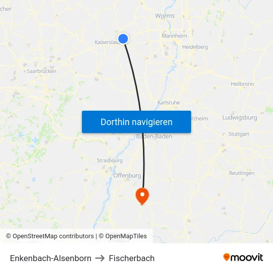 Enkenbach-Alsenborn to Fischerbach map
